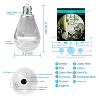 23-2113Q WiFi Camera 3.0MP Panoramic Fisheye Camera Light Bulb Camera