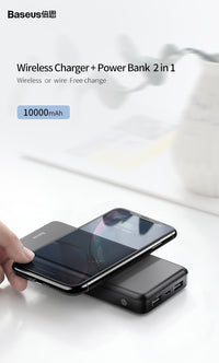 70-4PPALL-M3601 Wireless Charger + Power Bank, 1000mAh, 2 USB Ports