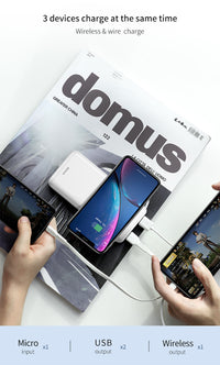 70-4PPALL-M3601 Wireless Charger + Power Bank, 1000mAh, 2 USB Ports