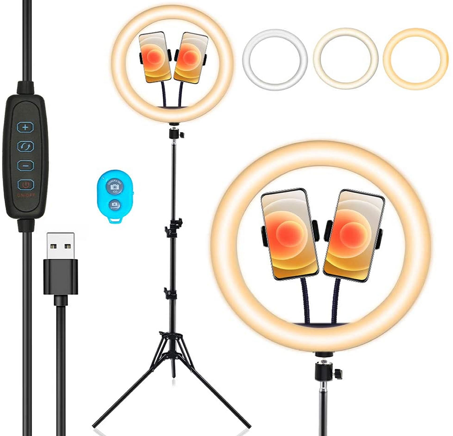 97-7212 12" LED Ring Light with Tripod and Dual Phone Holders