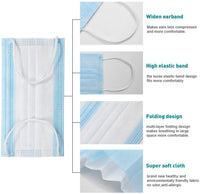 3-Layered Filter Medical Disposable Face Mask with Elastic Strap - 50PCs