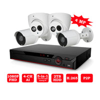 23-4XV51A04-4C 2MP HDCVI 4 Channel 4 Cameras Indoor/Outdoor AI Package