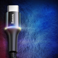 70-4CALGH-D01 Durable Nylon Braided Lightning USB Cable with LED Light 2.4A 25cm, Black