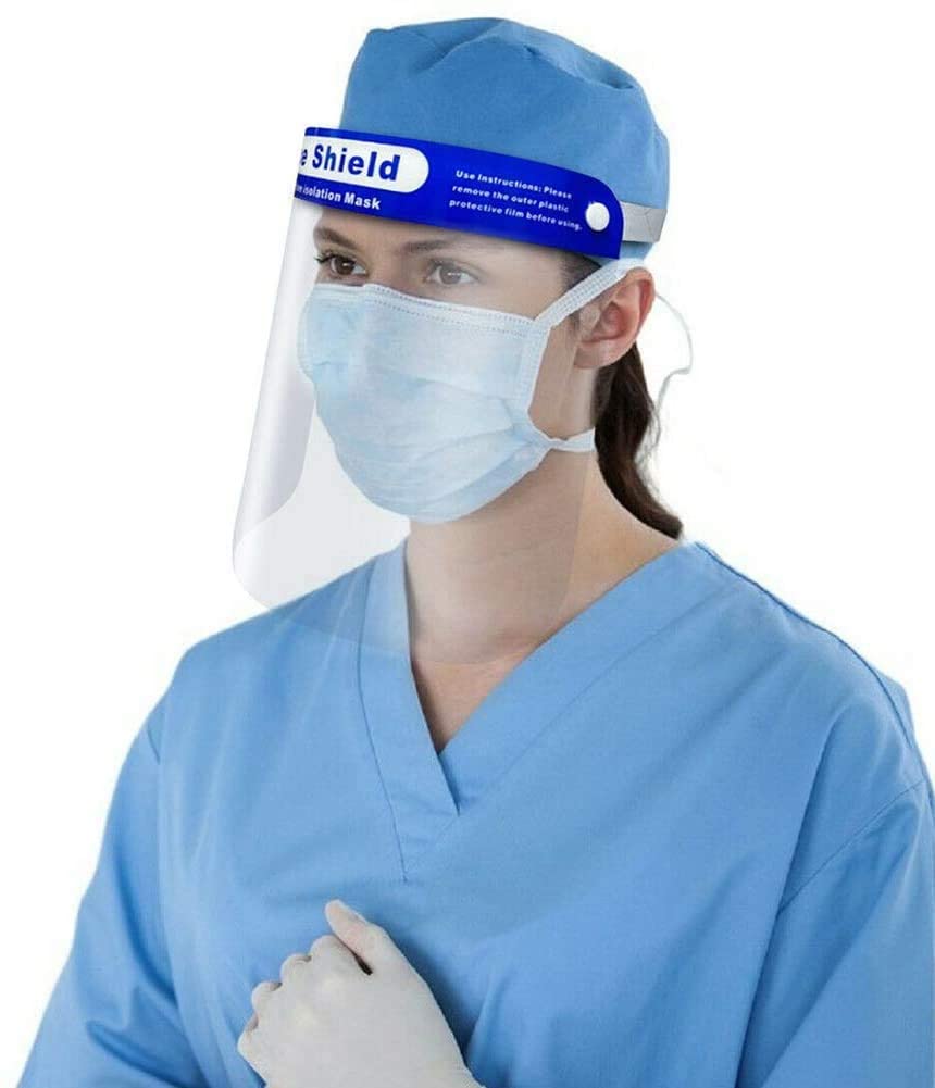 Reusable Plastic Safety Transparent Full Face Shield - Breathable & Dustproof
